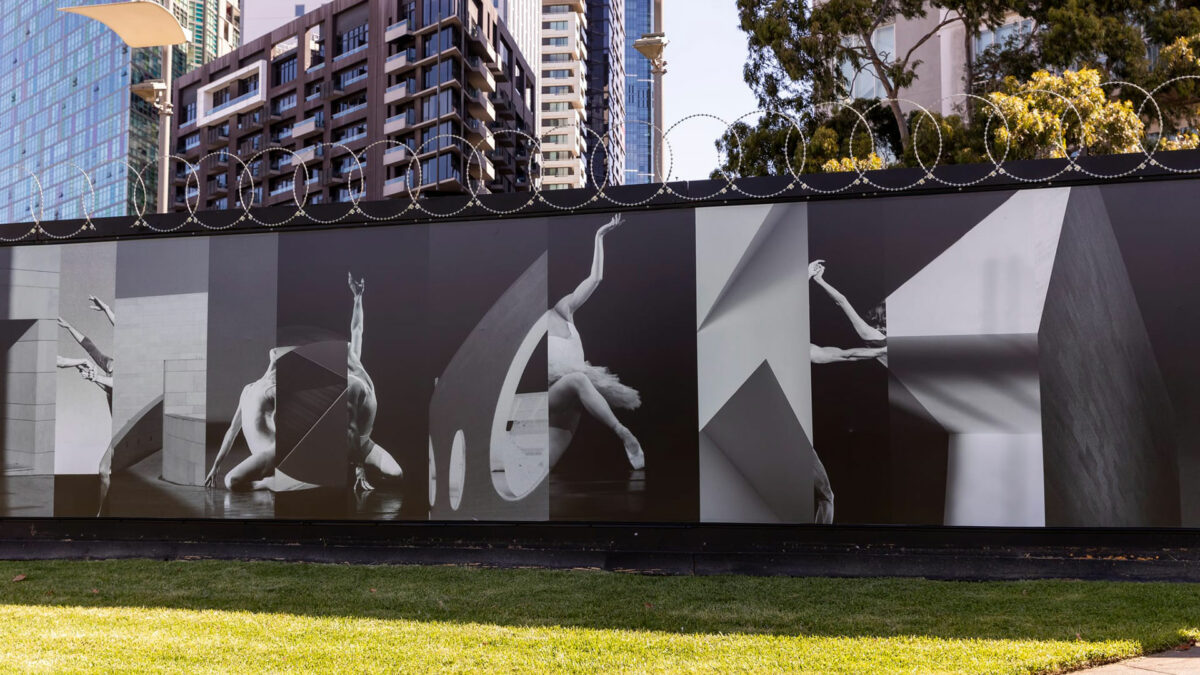 New artwork on Arts Centre Melbourne hoarding as part of PHOTO 2024